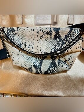 Steve Madden Snake-Print Women's Crossbody Bag and Fanny Pack - Black & Cream